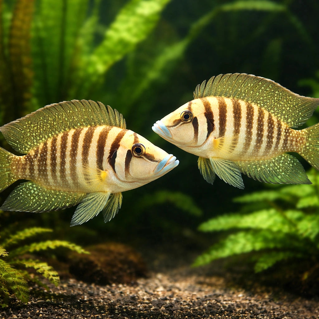 Pearly Compressiceps Gold — tropical fish for sale UK — AI pair planted view