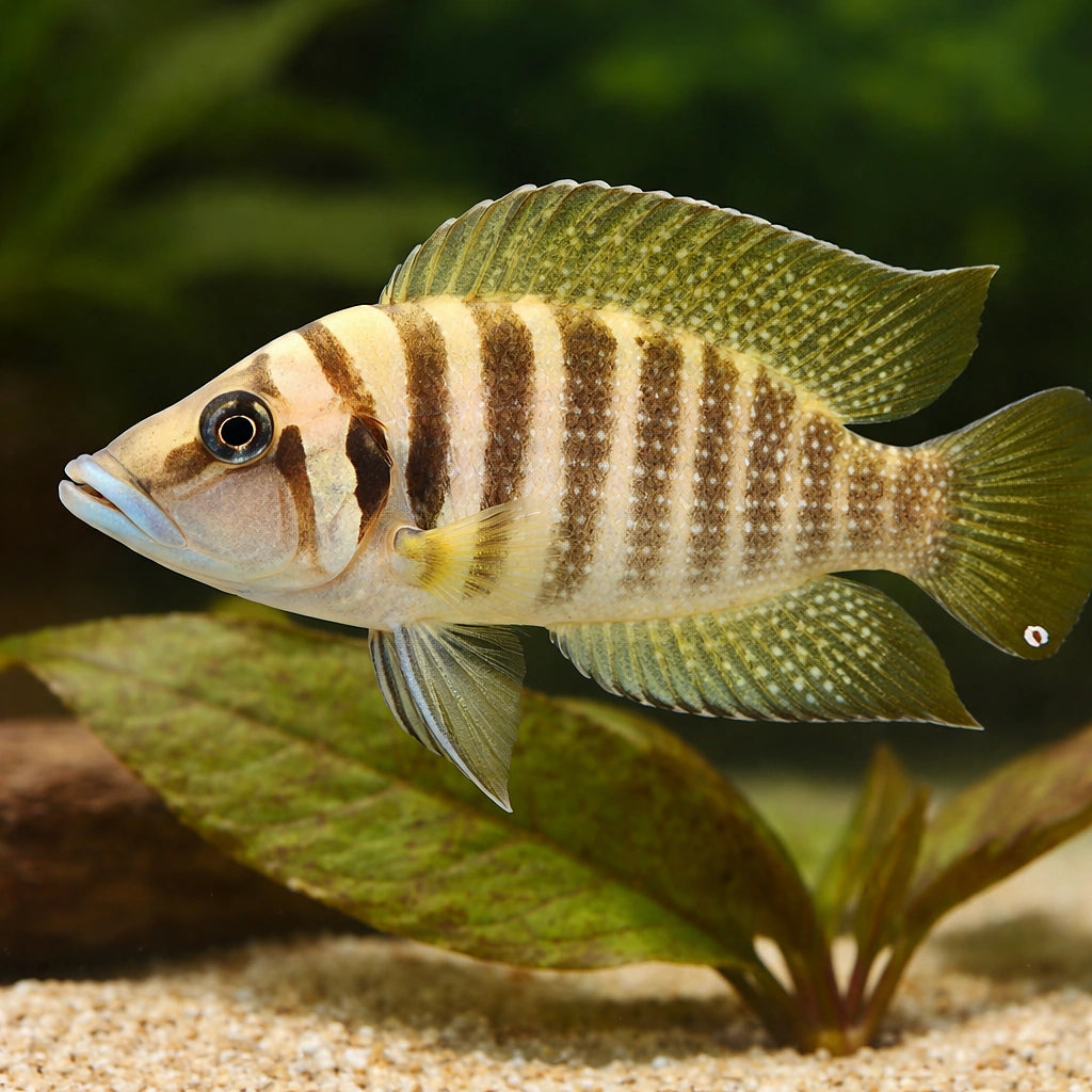 Pearly Compressiceps Gold — tropical fish for sale UK — AI scale plant view