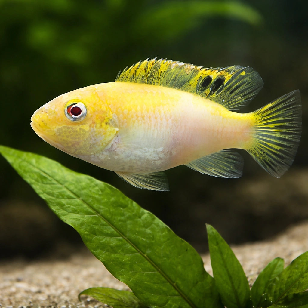 Pelvicachromis Pulcher Albin Fish for UK Aquarists — tropical fish for sale UK — AI scale plant view