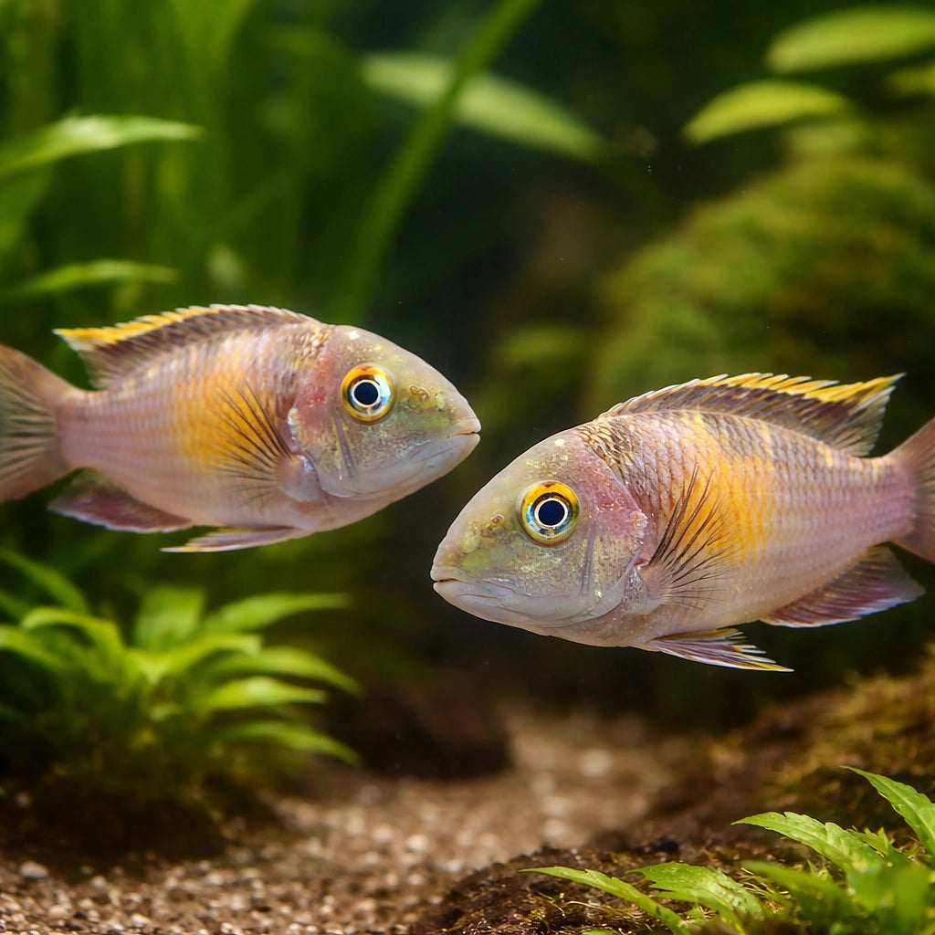 Pelvicachromis super red 4 - — tropical fish for sale UK — AI pair planted view