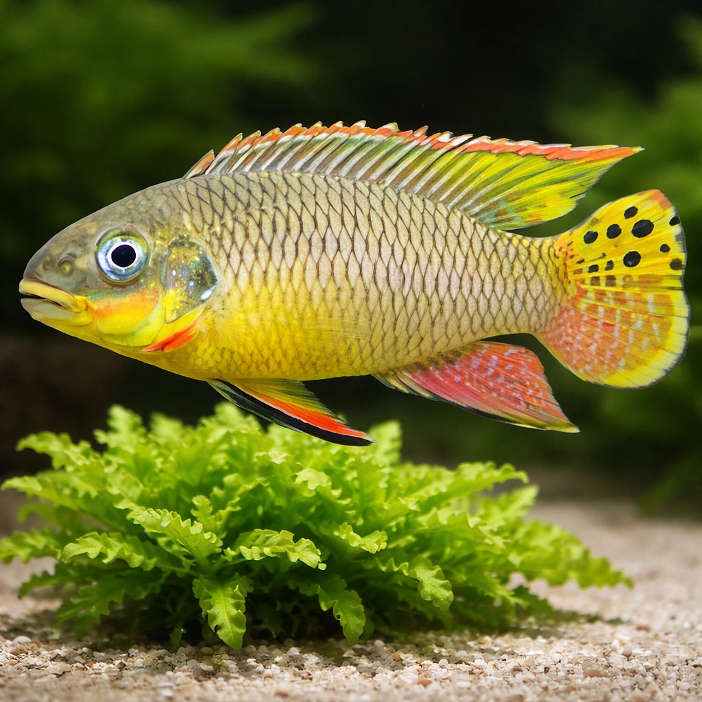 Pelvicachromis Taeniatus Dehane - Beautifully Coloured West African Dwarf Cichlid — AI scale plant view