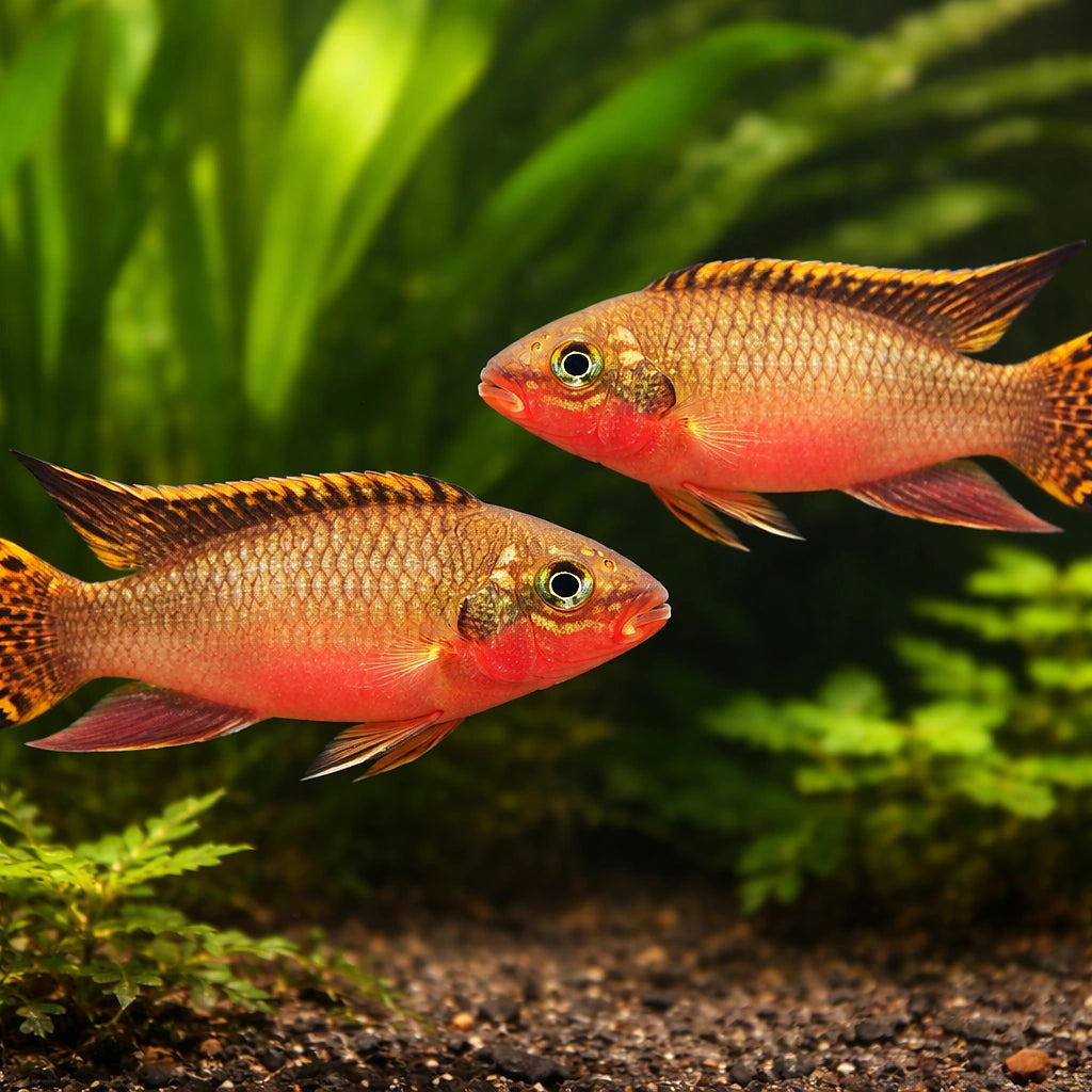 Niger. Red - Pelvicachromis taeniatus — AI pair planted view