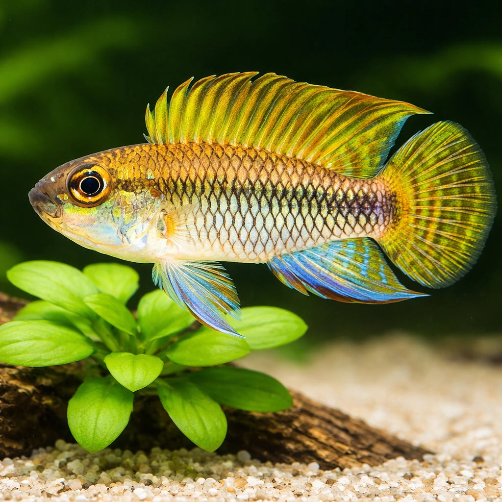 Pertensis Dwarf Cichlid — tropical fish for sale UK — AI scale plant view