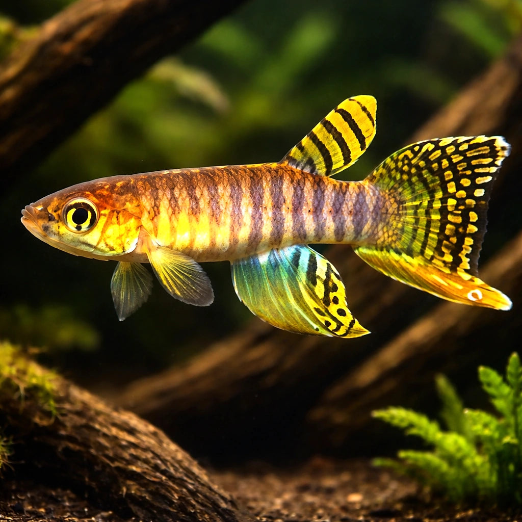 Peruvian Longfin — tropical fish for sale UK — AI hero driftwood view