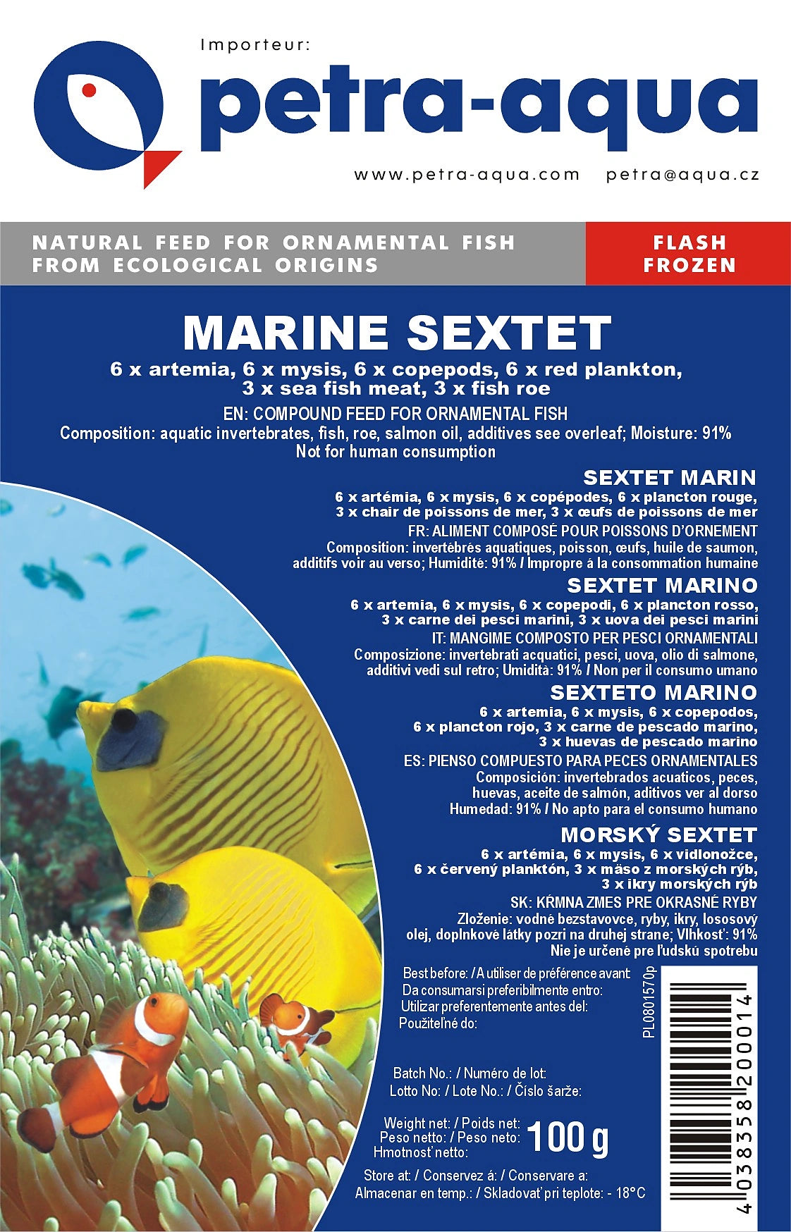 Petra Sextet Marin Frozen Blister Fish Food 6x100g — tropical fish for sale UK