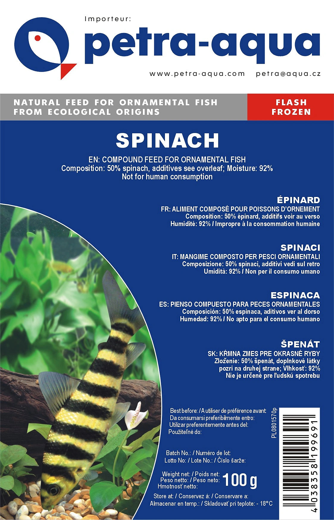 Petra Spinach Frozen Blister 6x100g Fish Food — tropical fish for sale UK
