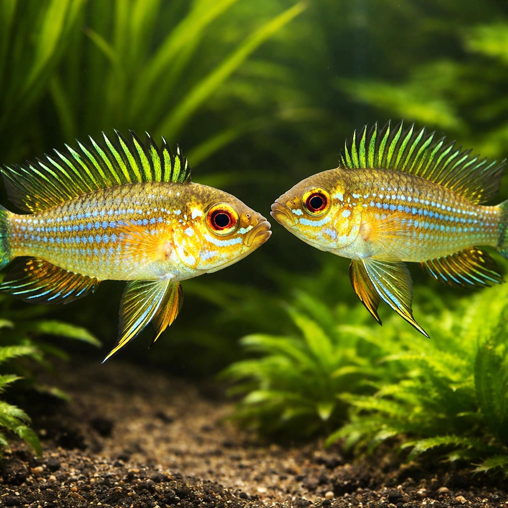 Piau Dwarf Cichlid — tropical fish for sale UK — AI pair planted view