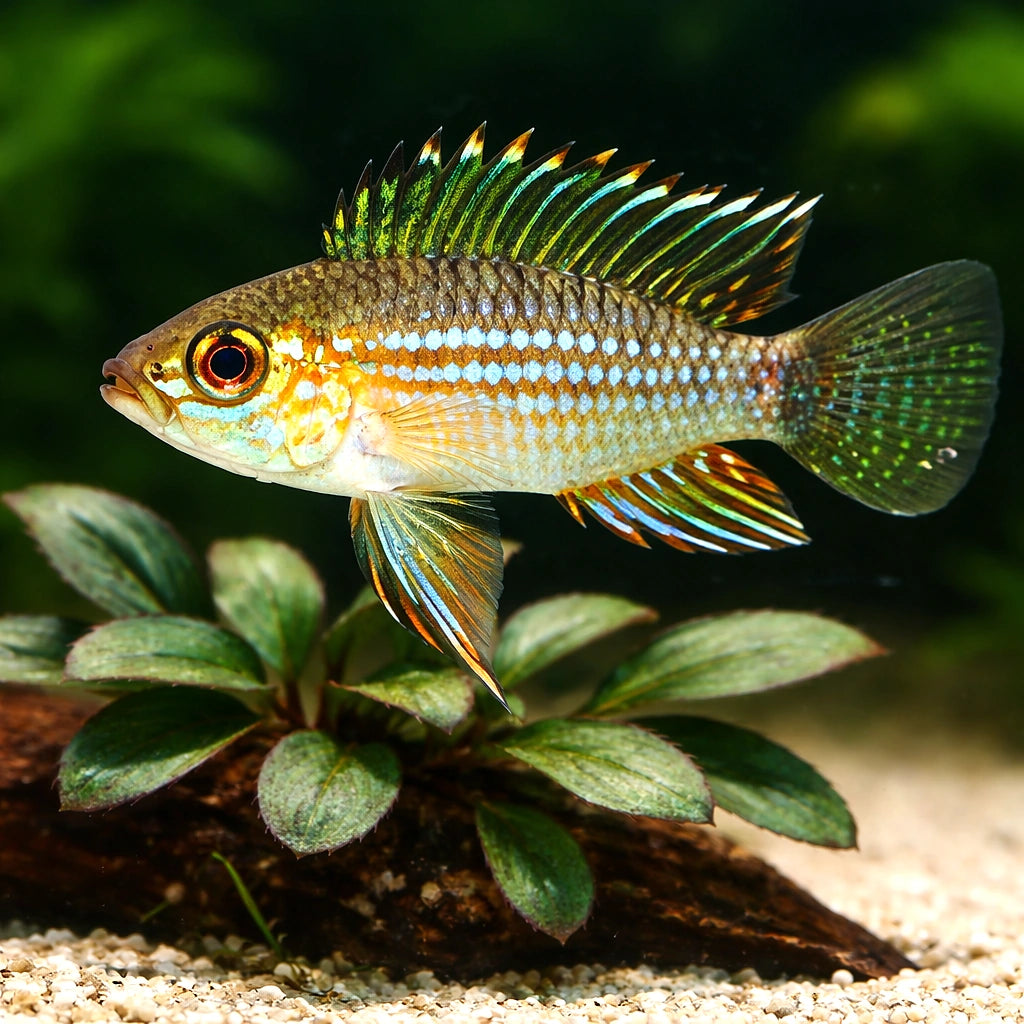 Piau Dwarf Cichlid — tropical fish for sale UK — AI scale plant view