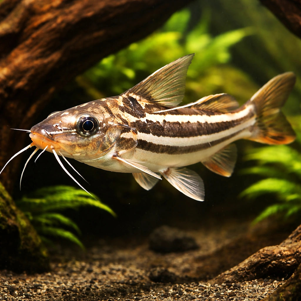 Pimelodus albofasciatus 10 - — tropical fish for sale UK — AI hero driftwood view