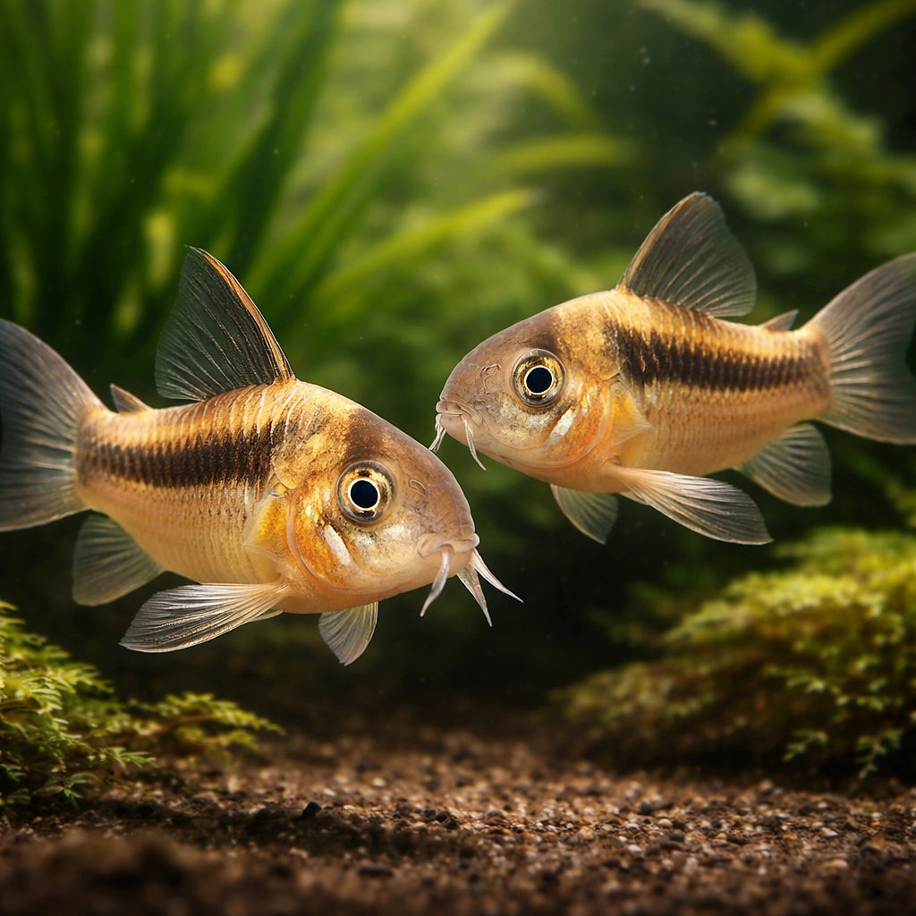 Pink Corydoras — tropical fish for sale UK — AI pair planted view