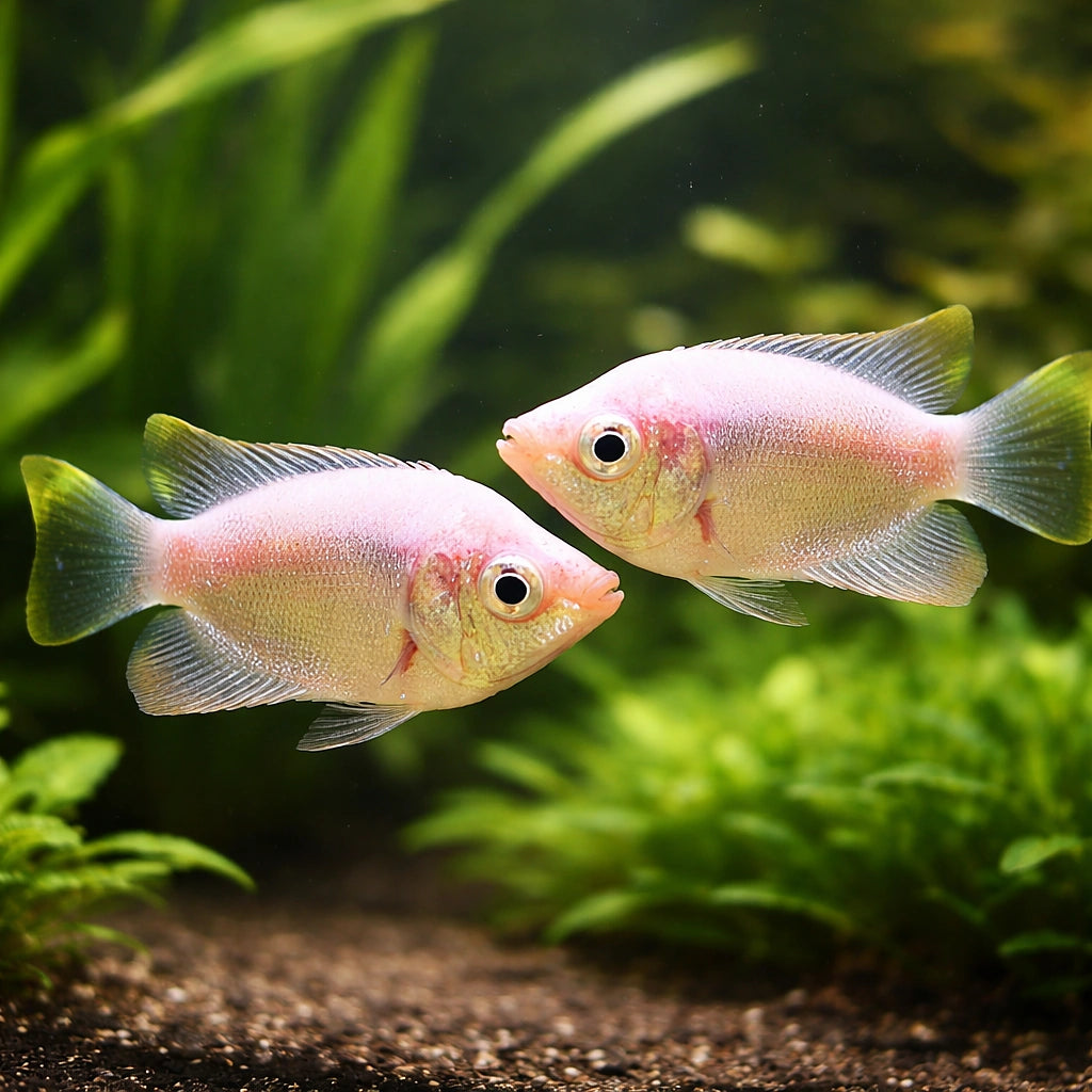 Pink Kissing Gourami — tropical fish for sale UK — AI pair planted view