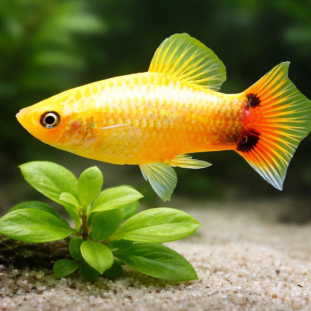 Platy Mickey Mouse - Xiphophorus maculatus — AI scale plant view