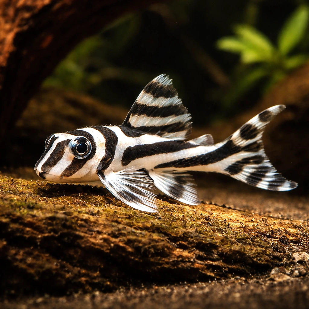 L046 Zebra Pleco (Hypancistrus zebra) - UK (Hypancistrus zebra) — Rare L046 Zebra Pleco with bold black-and-white stripes…