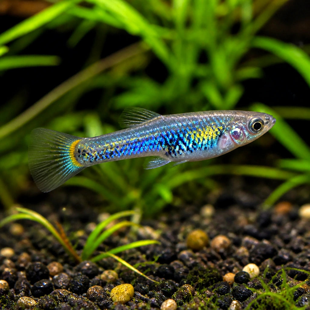 Poecilia endler blue star — tropical fish for sale UK — AI natural aquarium view