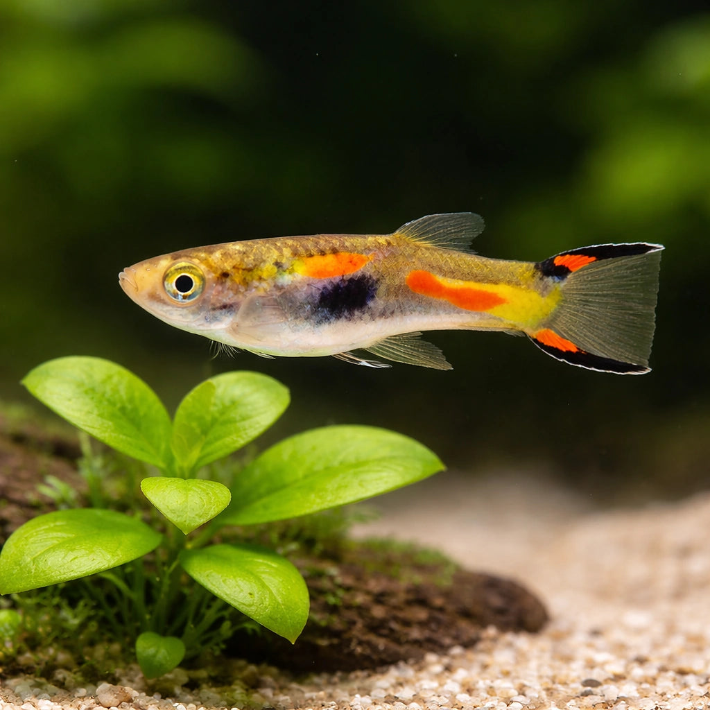 Poecilia endler supercolor male 1,5 - — tropical fish for sale UK — AI scale plant view