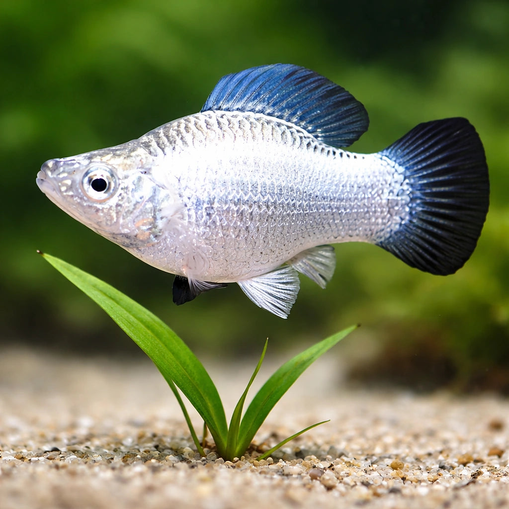 Poecilia Latipinna Ballon Molly Silver for UK Aquarists — tropical fish for sale UK — AI scale plant view