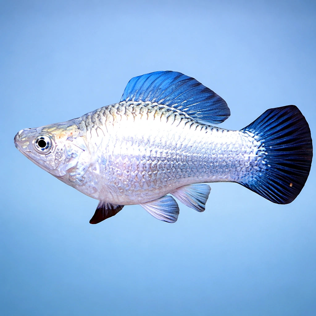 Poecilia Latipinna Ballon Molly Silver for UK Aquarists — tropical fish for sale UK — AI side clean view