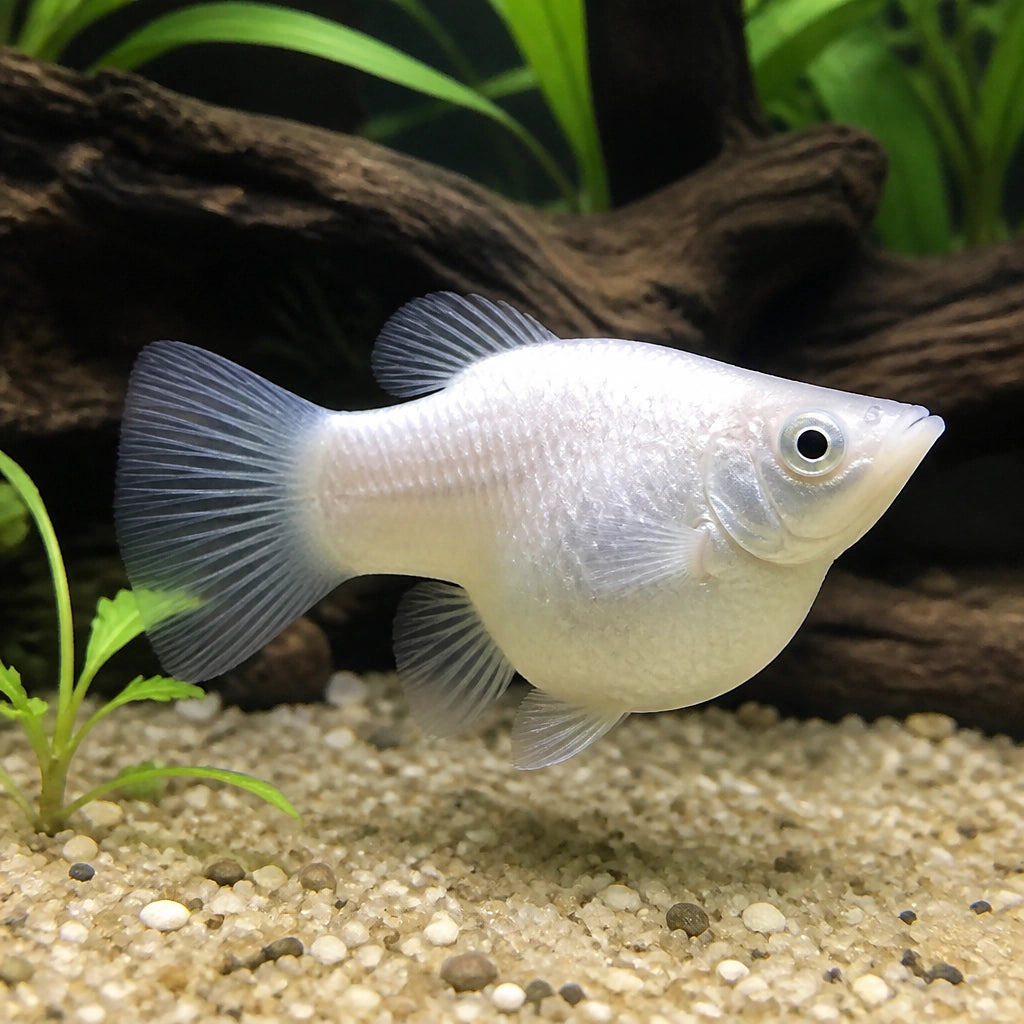 Poecilia latipinna ballon snow — tropical fish for sale UK — AI natural aquarium view