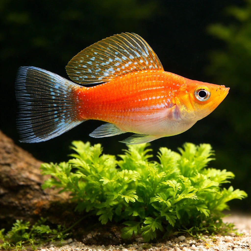X Poecilia Latipinna / Ballon Molly Mix Tropical Fish Tank, Best Choices for Community Tanks, Offering Graceful Movement and Colorful Displays in Your Home Aquarium, Stunning Colors for Your Aquarium — for sale UK — AI scale plant view