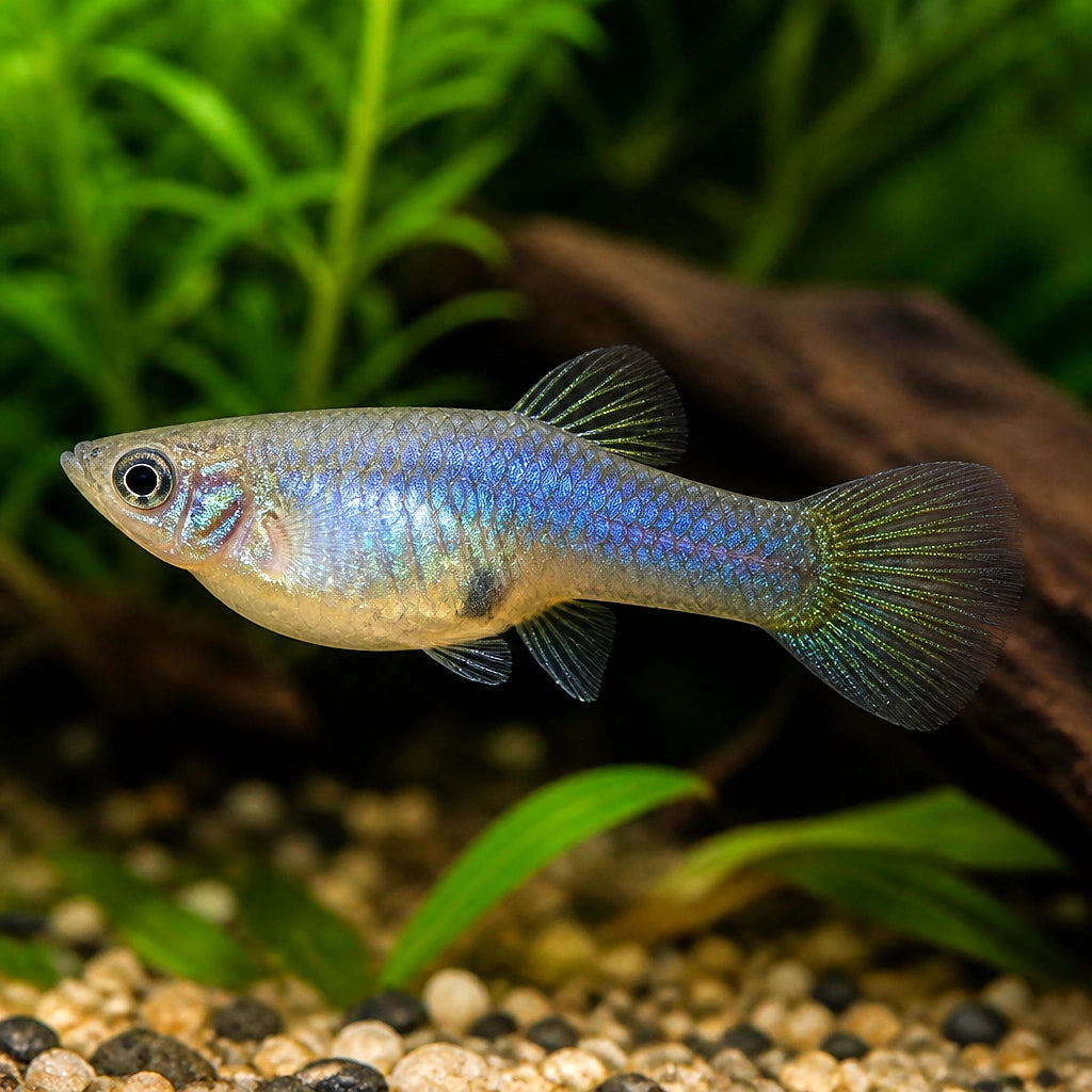 Japan Blue Guppy - Male &amp; Female - Poecilia Reticulata X Wingei - Livebearer — Endler Guppies for sale UK — AI natural aquarium view