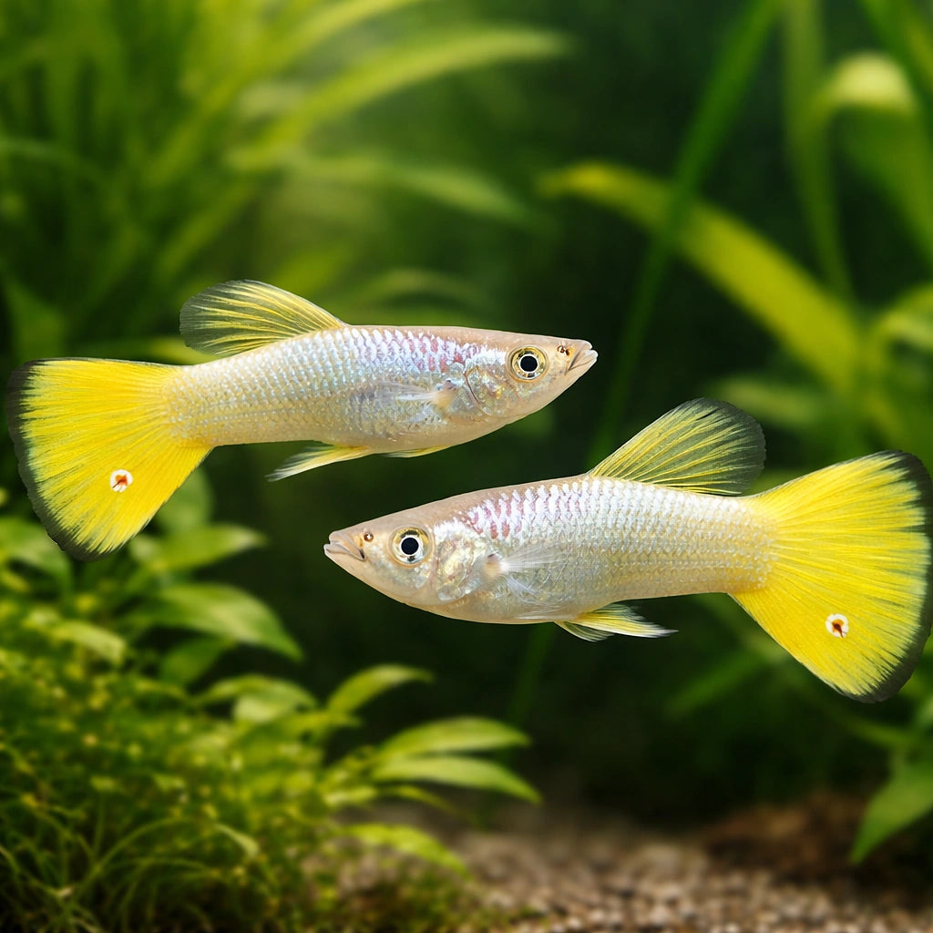 Poecilia Reticulata Male German Yellow - UK — tropical fish for sale UK — AI pair planted view
