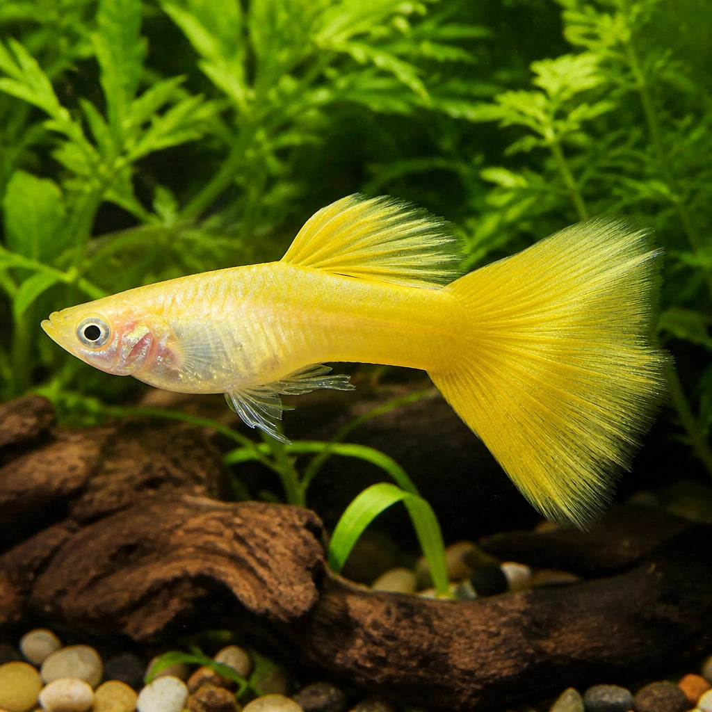 Bumblebee Male Guppy — Guppy for sale UK — AI natural aquarium view