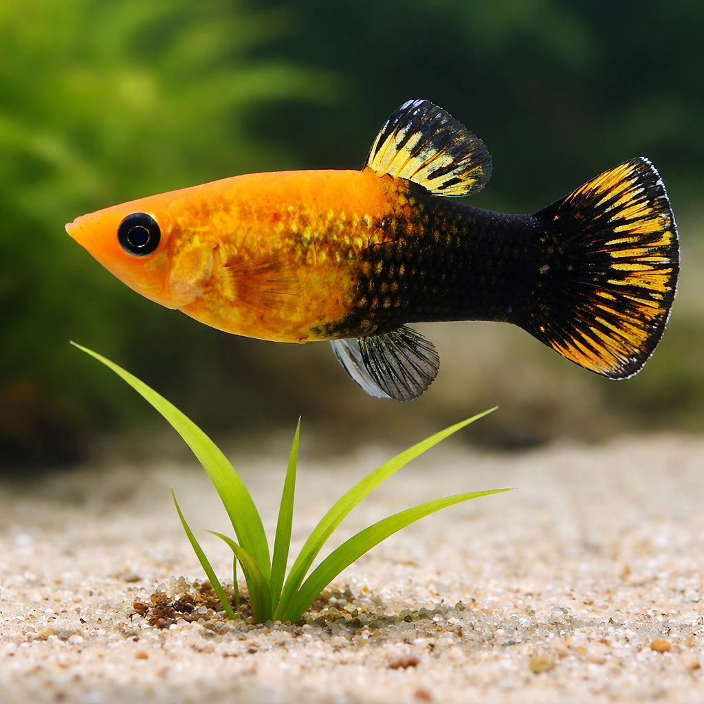 Poecilia Sphenops Gold Black Molly Fish for UK Aquariums — tropical fish for sale UK — AI scale plant view