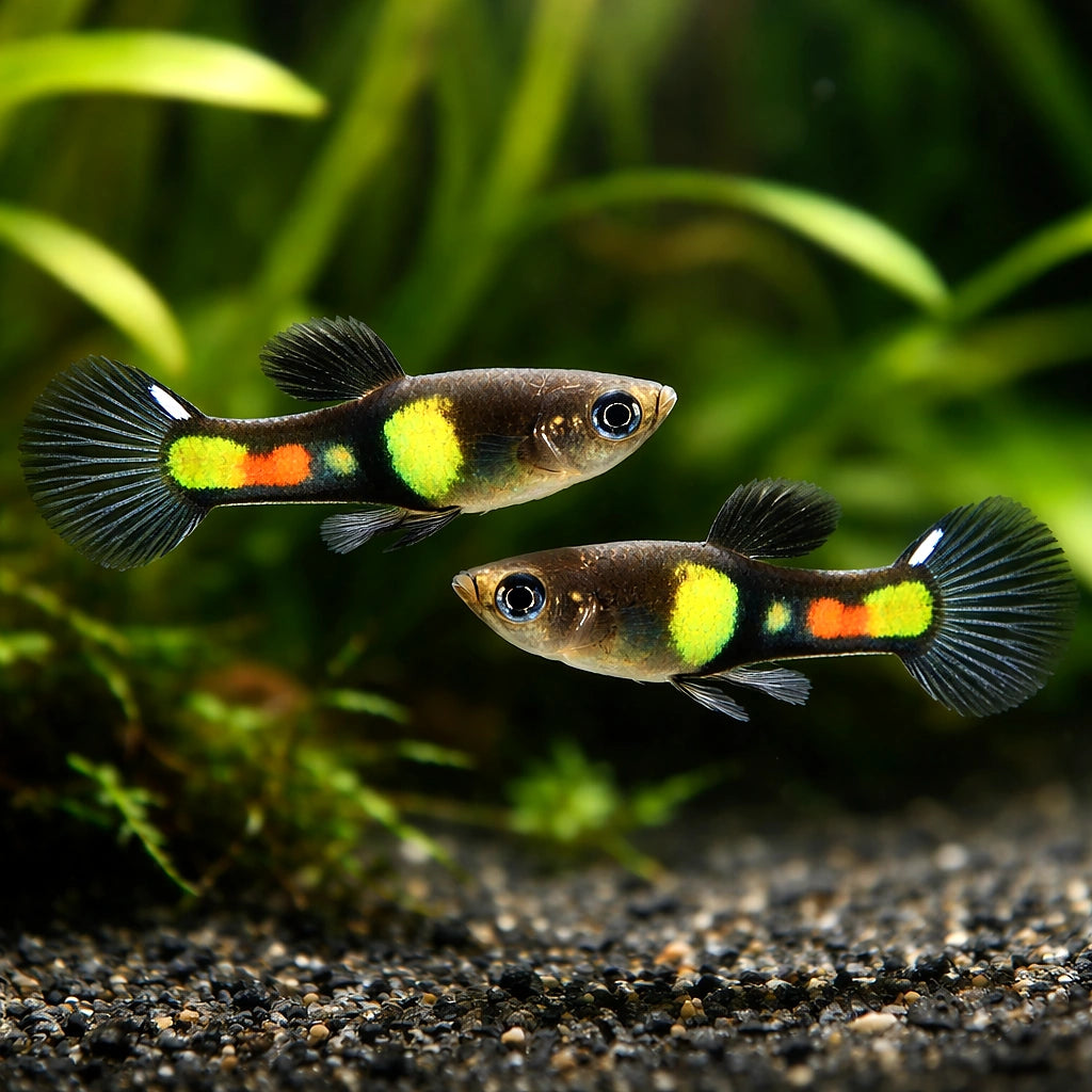 Poecilia wingei — Endler Guppies for sale UK — AI pair planted view