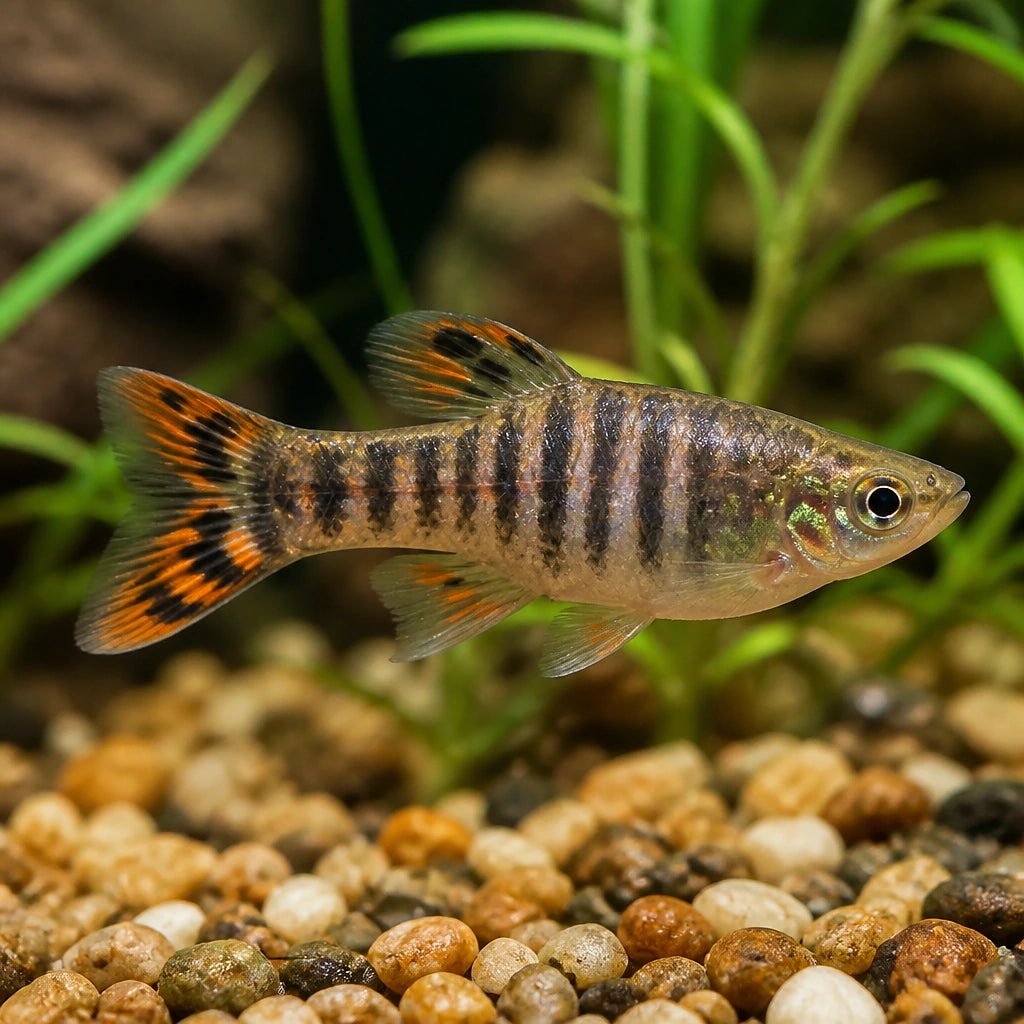 Tiger Dwarf Guppy - Male &amp; Female - Poecilia Reticulata X Wingei - Livebearer — Endler Guppies for sale UK — AI natural aquarium view