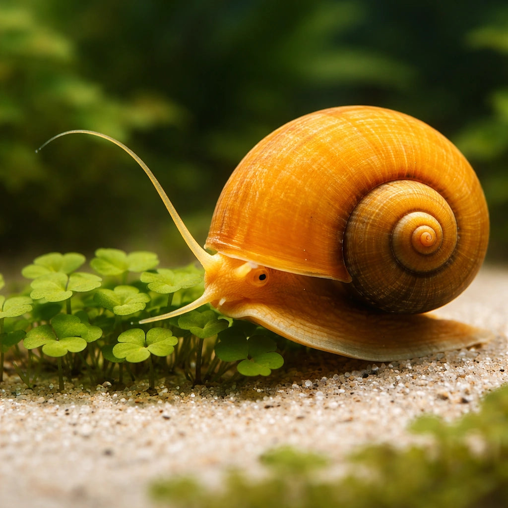Pomacea red snail sp. — tropical fish for sale UK — AI scale plant view