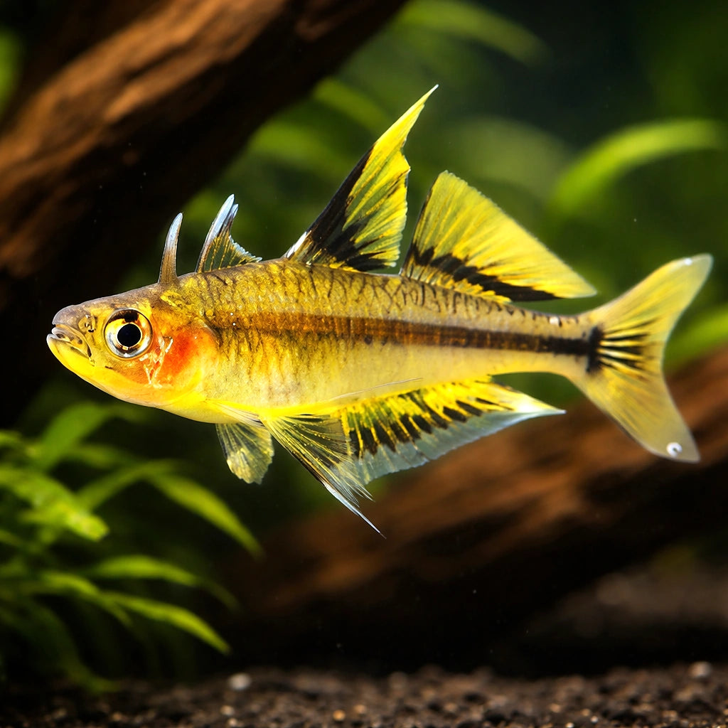 Pondondetta Rainbowfish — tropical fish for sale UK — AI hero driftwood view
