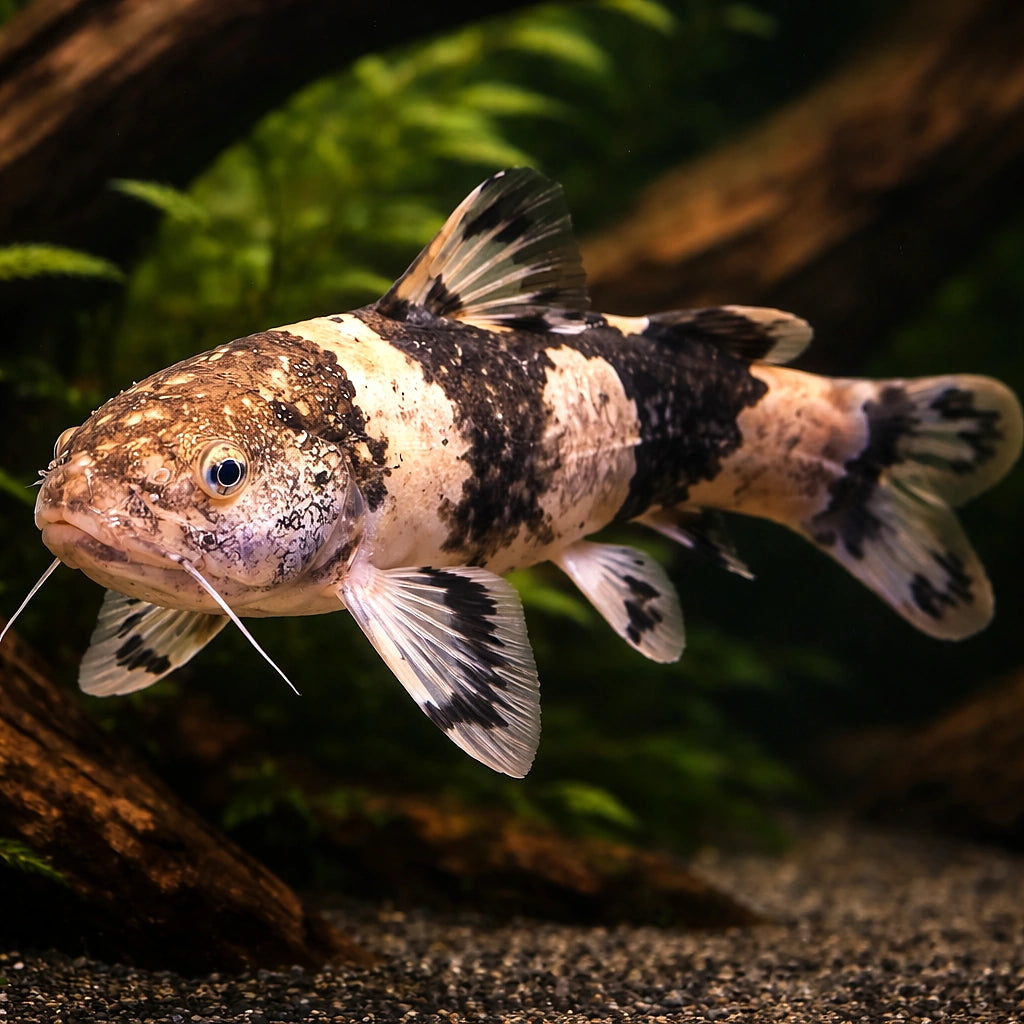 Pseudopimedolus zungaro bufonius > — tropical fish for sale UK — AI hero driftwood view