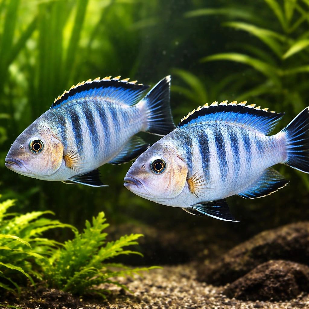 Pseudotropheops tropheops red fin XL — tropical fish for sale UK — AI pair planted view