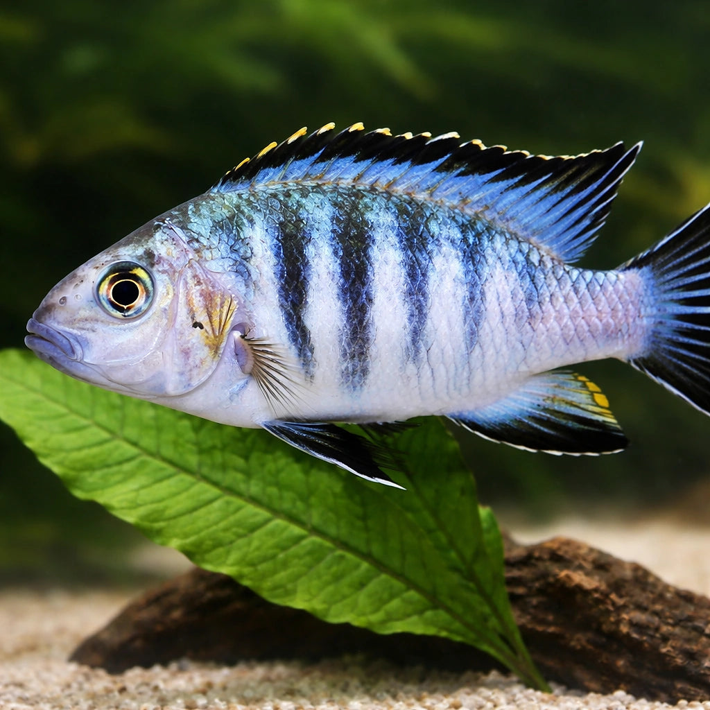 Pseudotropheops tropheops red fin XL — tropical fish for sale UK — AI scale plant view
