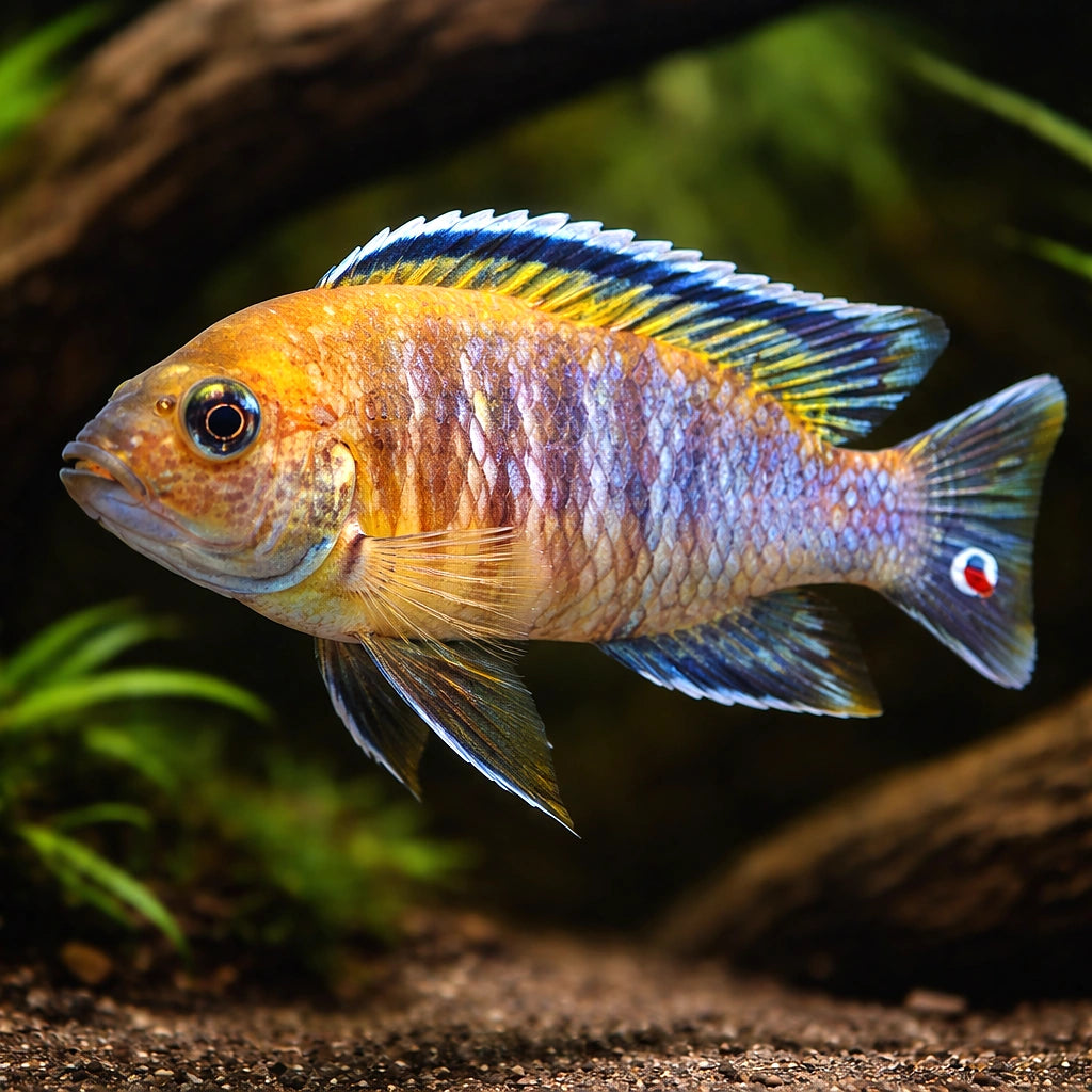 Pseudotropheus gracilior 4 - — tropical fish for sale UK — AI hero driftwood view