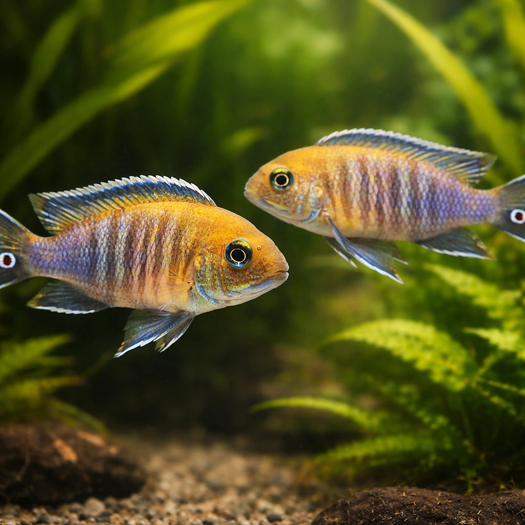 Pseudotropheus gracilior 4 - — tropical fish for sale UK — AI pair planted view
