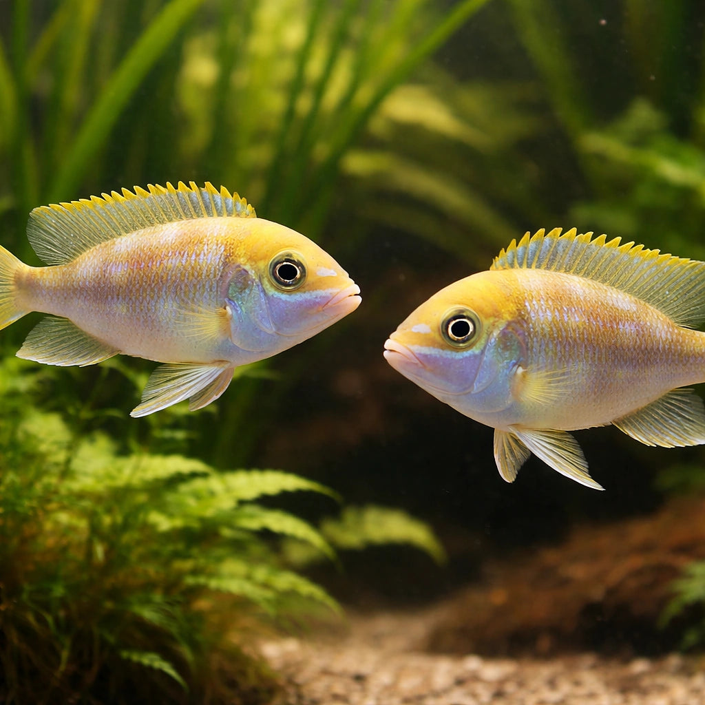 Pseudotropheus lanisticola 4 - — tropical fish for sale UK — AI pair planted view