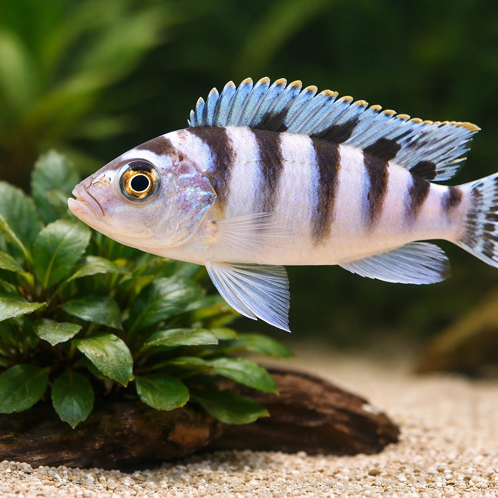 Pseudotropheus Lilancinius, — tropical fish for sale UK — AI scale plant view