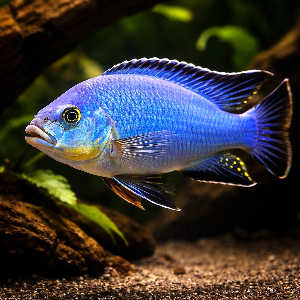 Pseudotropheus wiliamsi 4 - — tropical fish for sale UK — AI hero driftwood view