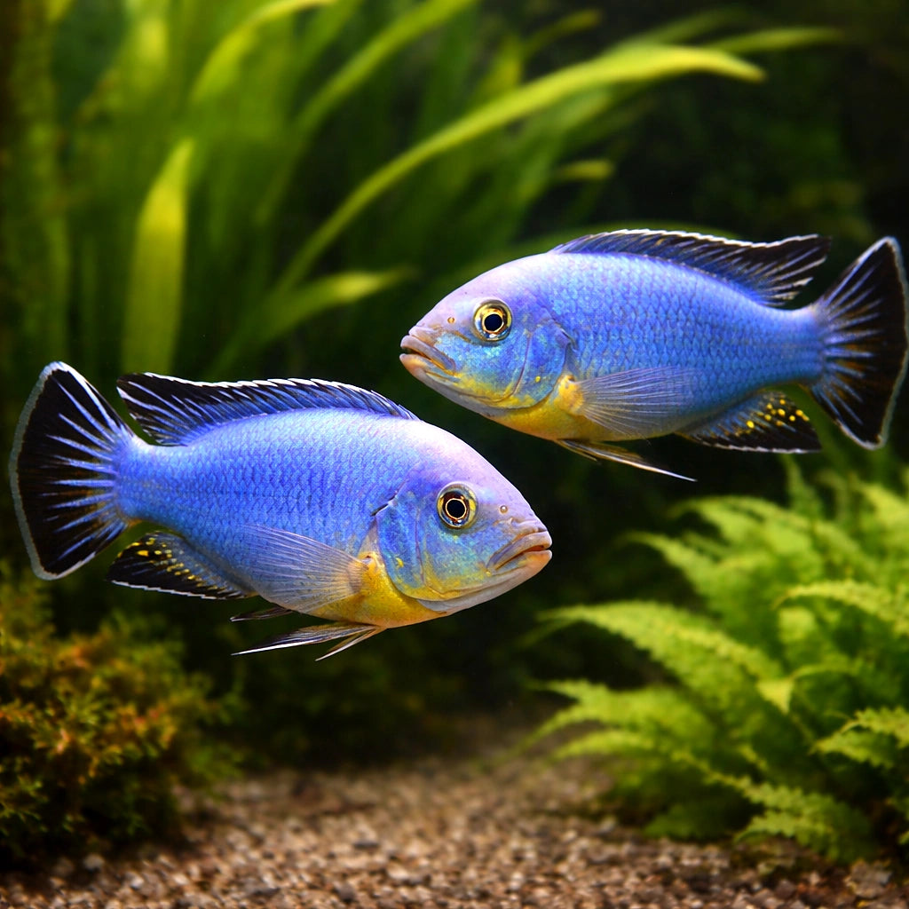 Pseudotropheus wiliamsi 4 - — tropical fish for sale UK — AI pair planted view