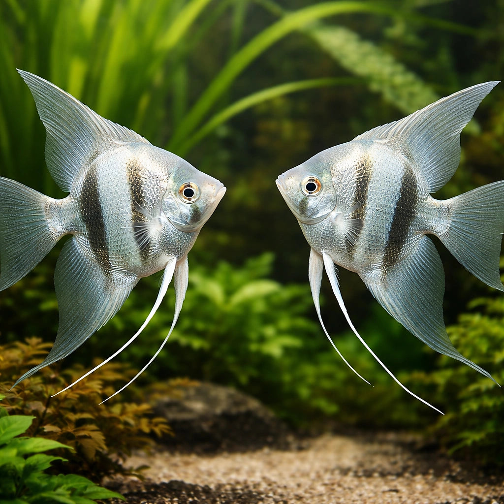 Pterophyllum Scalare Blue Diamond Angel Fish UK — tropical fish for sale UK — AI pair planted view