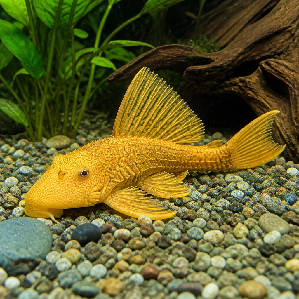 Pterygoplichthys gibbiceps gold — tropical fish for sale UK — AI natural aquarium view