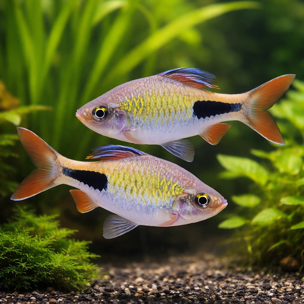 Puntius rohani 1,5 - — tropical fish for sale UK — AI pair planted view