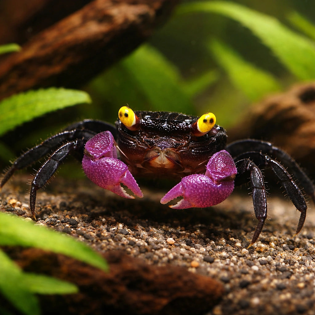 Purple Vampire Crab — Freshwater Crabs and Lobsters for sale UK — AI hero driftwood view