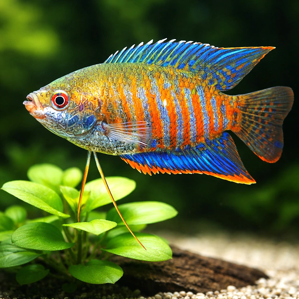 Rainbow Gourami, Indian Gou — tropical fish for sale UK — AI scale plant view