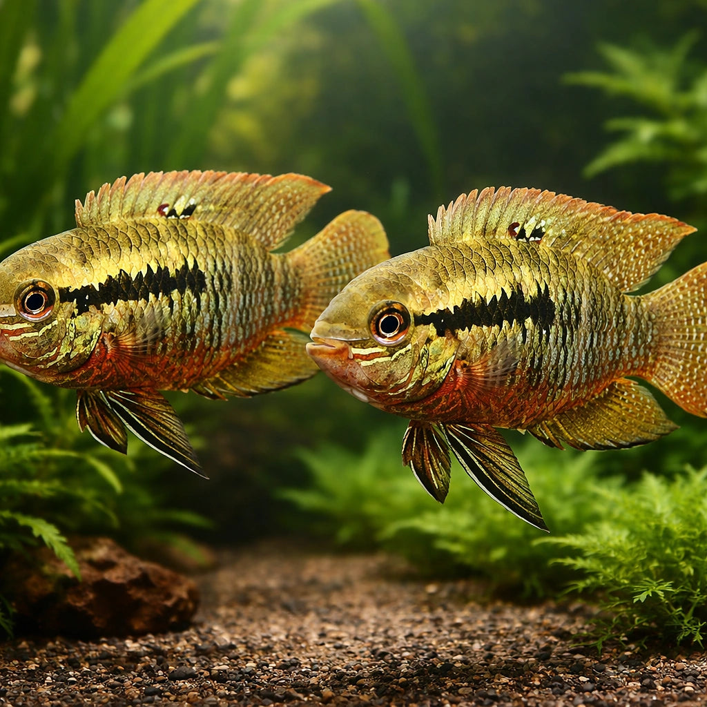 Red Breasted Cichlid, Green — tropical fish for sale UK — AI pair planted view