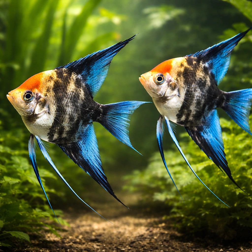 Red Cap Angelfish (Pterophyllum scalare) — AI pair planted view