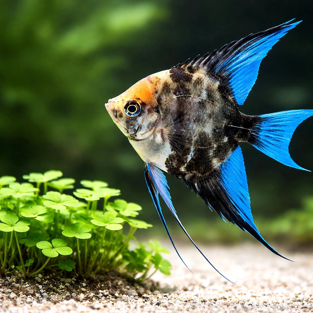Red Cap Angelfish (Pterophyllum scalare) — AI scale plant view