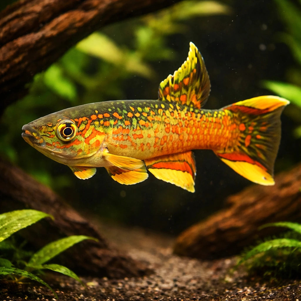 Red-Chinned Aphyosemion — tropical fish for sale UK — AI hero driftwood view