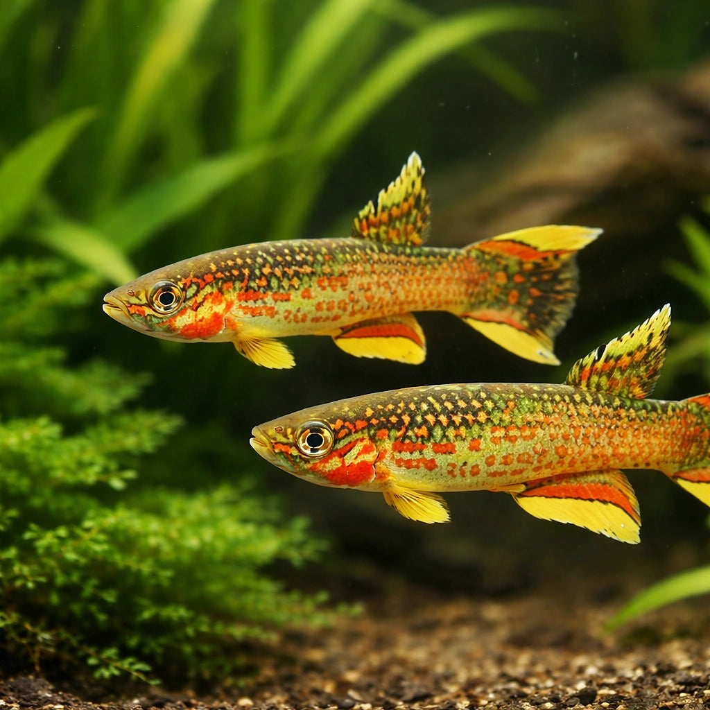 Red-Chinned Aphyosemion — tropical fish for sale UK — AI pair planted view